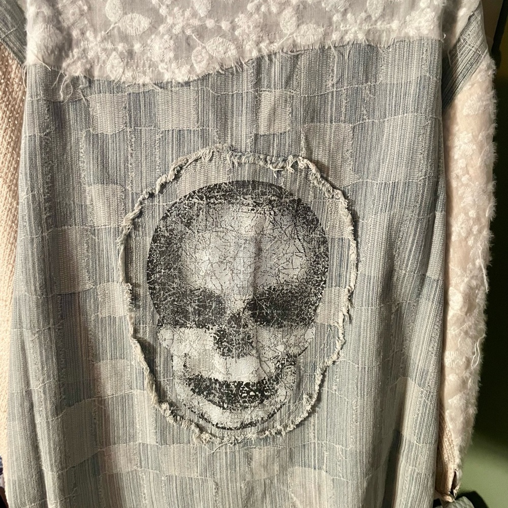 Pol Textured Patchwork Jacket In Cream And Gray. … - image 3